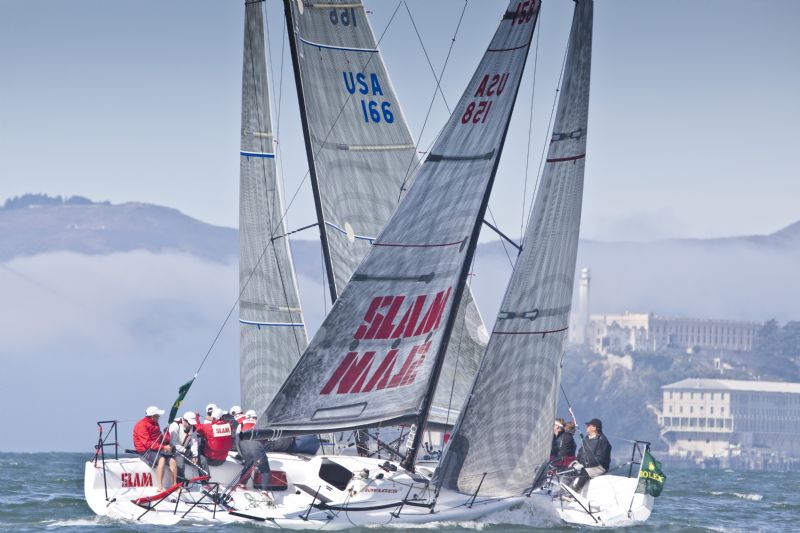 Melges 32's Taboo and Pegasus Cross Tacks (Photo by Rolex / Daniel Forster)