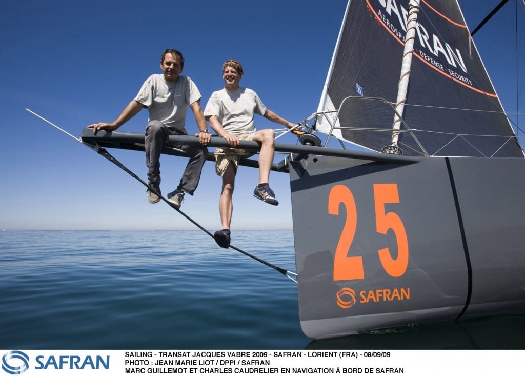 safran by Jean-Marie Liot DPPI Marc Guillemot and Charles Caudrelier Skippers Of Open 60 Safran (Photo by Jean-Marie Liot / DPPI)