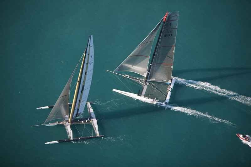 BMW Oracle and Alinghi BMW Oracle and Alinghi 5 Battle for the America's Cup (Photo by Gilles Martin-Raget/BMW Oracle)