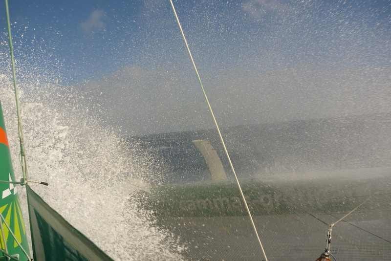 spray-on-deck-of-groupama-3 Spray of Deck of Groupama 3 (Photo Courtesy Of Team Groupama)