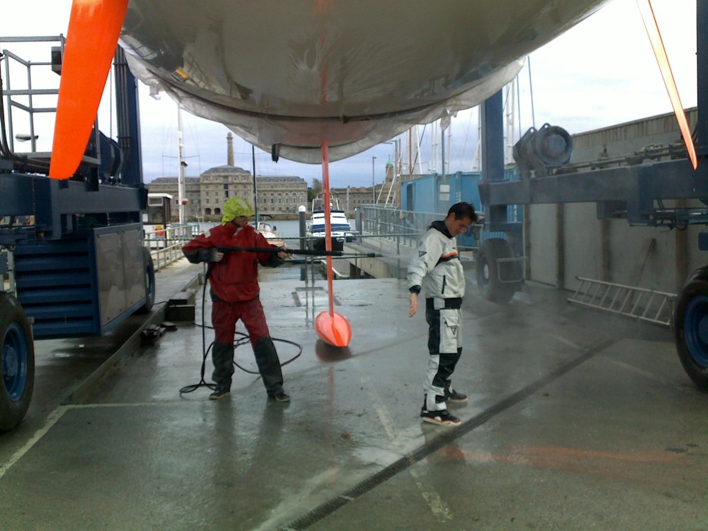 Final Rinse for DMS Boat and Crew (Photo by Colin Merry)