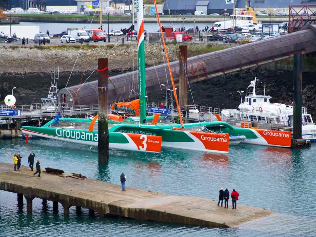 Groupama 3 At the outer dock (Photo by Colin Merry)