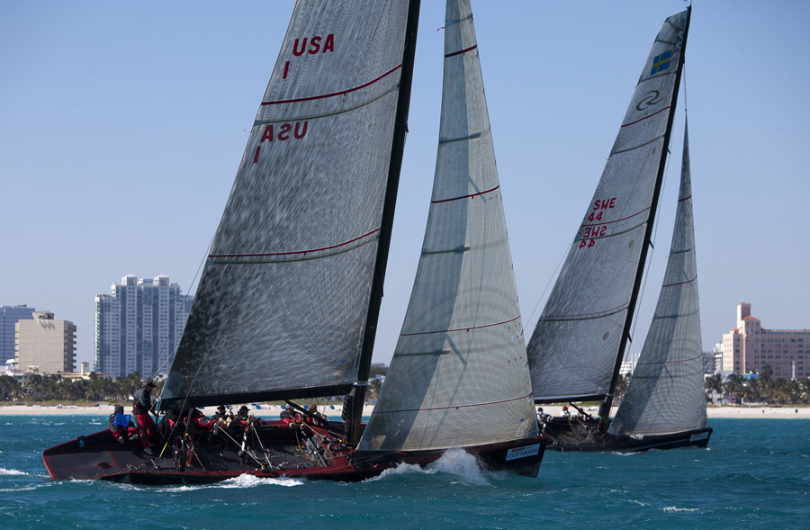 RC 44's in Miami (Photo by Gilles Martin- Raget / BMW Oracle)