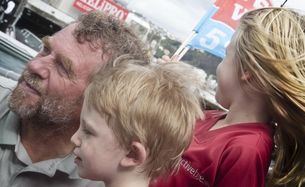 Derek And His Kids Derek greets his children (Photo by Ainhoa Sanchez/Velux 5 Oceans)