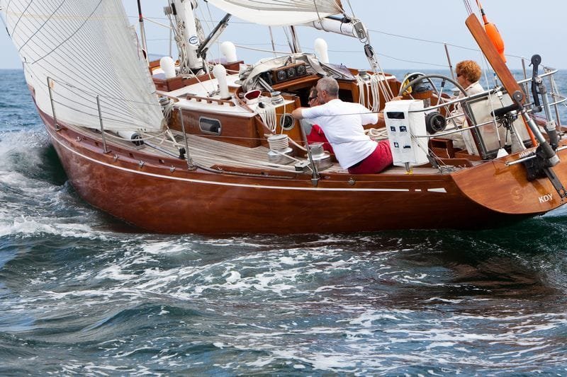 sasha Sasha, skippered by Albrecht and Erika Peters (Munich, Germany), crossed the finish line at The Lizard at 20:10 UTC on 17 July. (photo credit TR2011/Amory Ross)