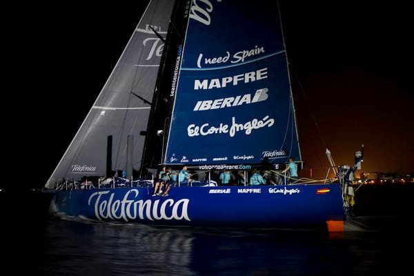 Team Telefonica, skippered by Iker Martinez from Spain finishes first Team Telefonica, skippered by Iker Martinez from Spain finishes first (Photo by PAUL TODD/Volvo Ocean Race)