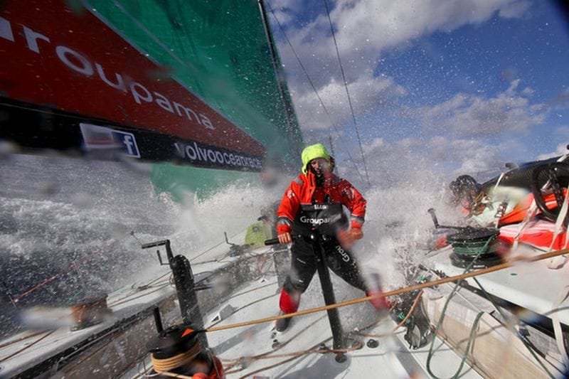 Groupama 4 Into Stealth Zone Groupama Sailing Team during leg 2 of the Volvo Ocean Race 2011-12, from Cape Town, South Africa to Abu Dhabi, UAE. (Photo by Yann Riou/Groupama Sailing Team/Volvo Ocean Race)