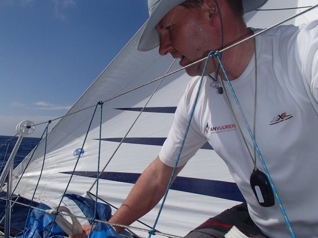 Erik van Vuuren on Sec. Hayai (Photo courtesy Sec. Hayai / Global Ocean Race)