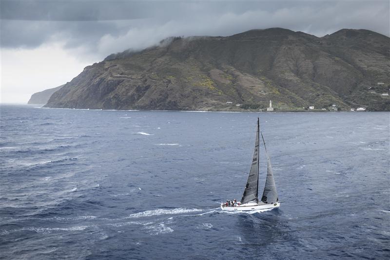 TWIN SOUL 6 (ITA) sails passed Salina and heads towards the island of Vulcano, Leg Two (Photo by Rolex / Kurt Arrigo)
