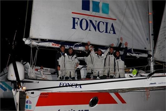 FONCIA CREW by David Branigan FONCIA Crew Celebrates Leg 1 Win in the MOD70 European Tour (Photo by David Branigan / MOD70 S.A.))